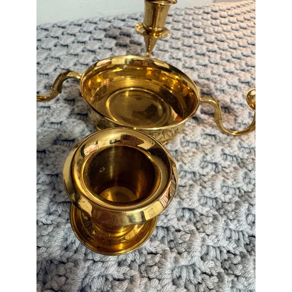 PartyLite Brass Gold Taper‎ and Pillar Candelabra Candle Holder Centerpiece